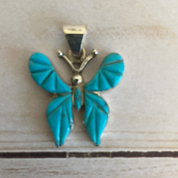 Turquoise Butterfly Pendant Charm NEW - Picture 3 of 3
